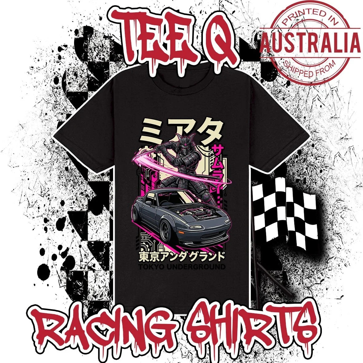 Mazda Miata MX5 Samurai Series JDM Black Gildan - Adult & Kids T-Shirts, Sweatshirts & Hoodies apparel design preview 1