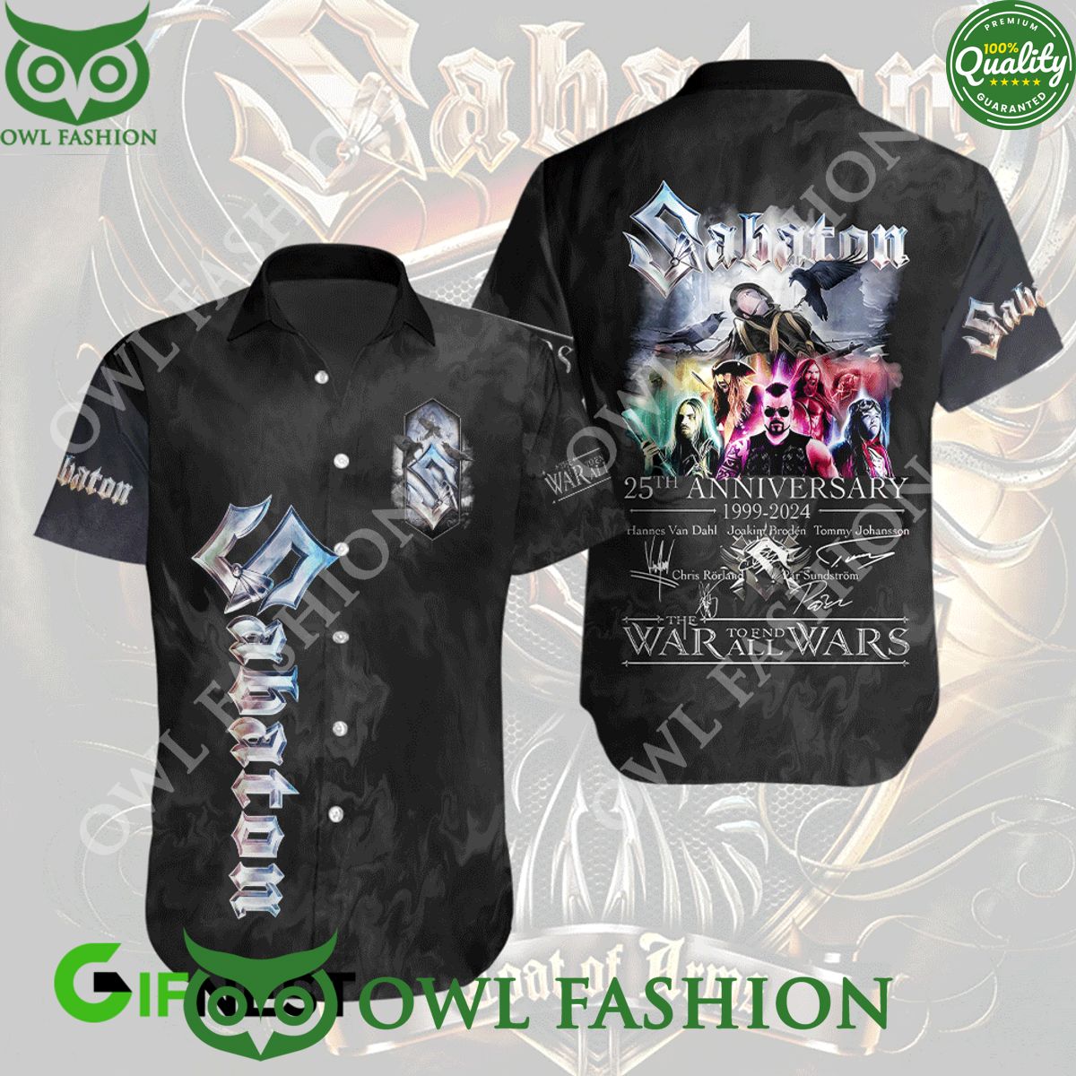 Sabaton 25th Anniversary 1999 2024 War to end all - Adult & Kids T-Shirts, Sweatshirts & Hoodies apparel design preview 1