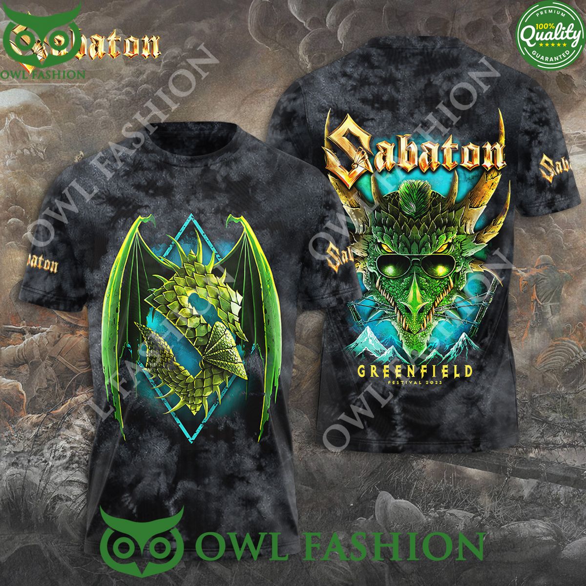 Sabaton Greenfield Logo 3D - Adult & Kids T-Shirts, Sweatshirts & Hoodies apparel design preview 1