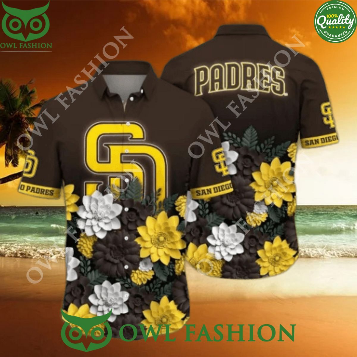 San Diego Padres MLB Flower Hawaiian Fashion - Adult & Kids T-Shirts, Sweatshirts & Hoodies apparel design preview 1