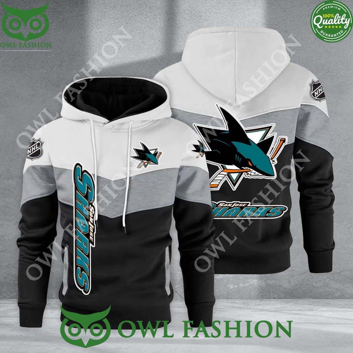 San Jose Sharks NHL Hockey Black White Printed - Adult & Kids T-Shirts, Sweatshirts & Hoodies apparel design preview 1