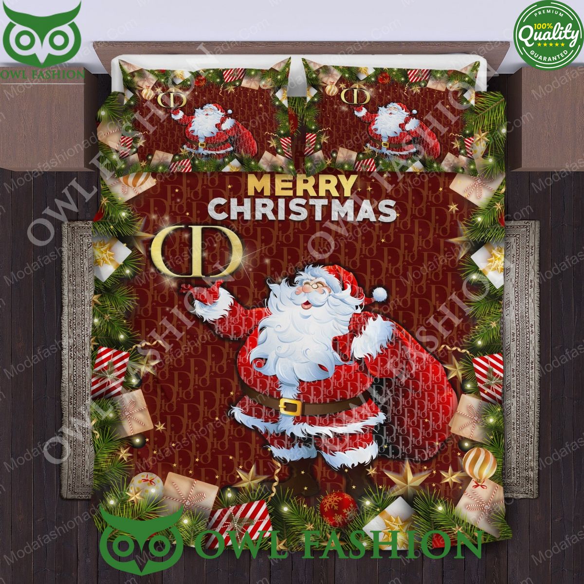 Santa Claus Dior Merry Christmas Premium Bedding Sets - Adult & Kids T-Shirts, Sweatshirts & Hoodies apparel design preview 1
