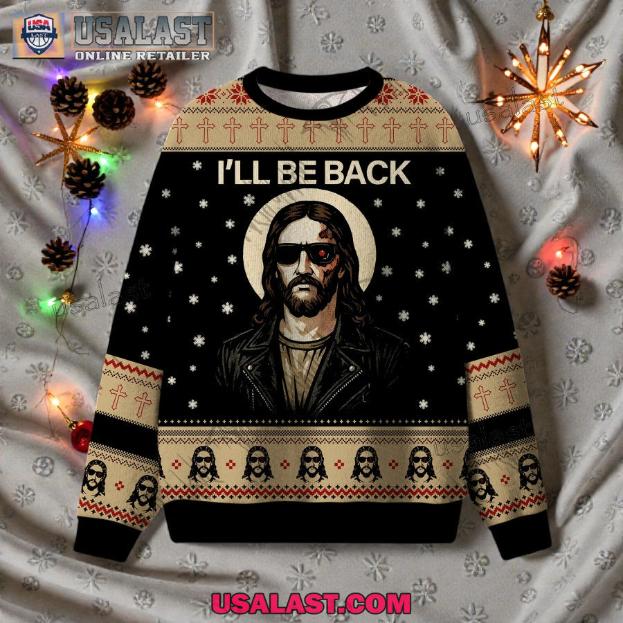 Santa Claus I'll Be Back Ugly Christmas Sweater - Adult & Kids T-Shirts, Sweatshirts & Hoodies apparel design preview 1