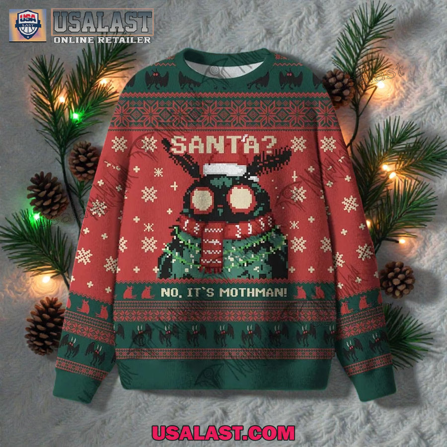 Santa No It's Mothman Ugly Sweater - Adult & Kids T-Shirts, Sweatshirts & Hoodies apparel design preview 1