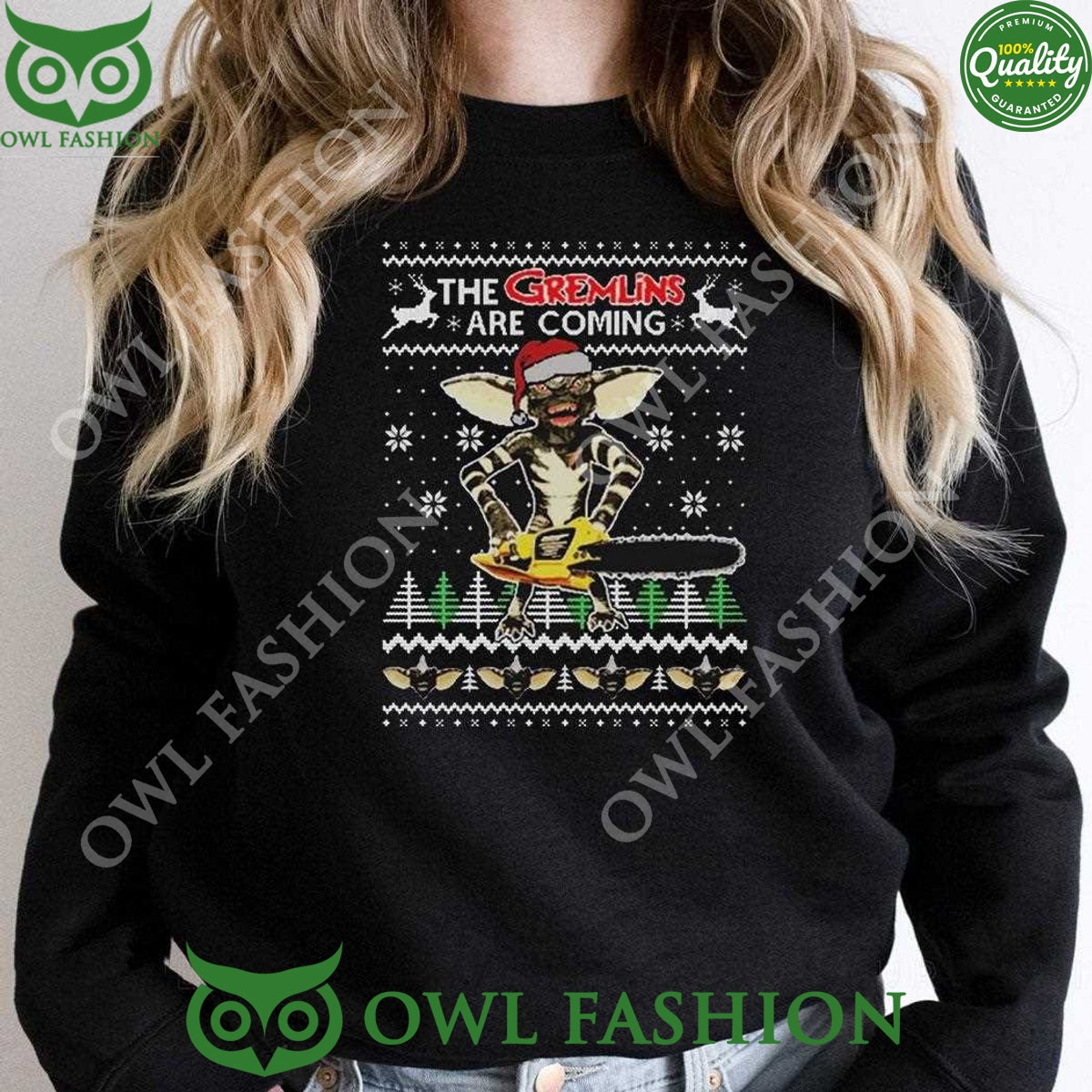 Santa The Gremlins Are Coming Christmas 2024 ugly - Adult & Kids T-Shirts, Sweatshirts & Hoodies apparel design preview 1