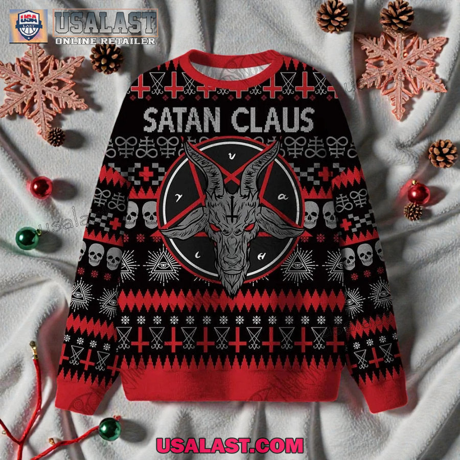 Satan Claus Ugly Christmas Sweater - Adult & Kids T-Shirts, Sweatshirts & Hoodies apparel design preview 1