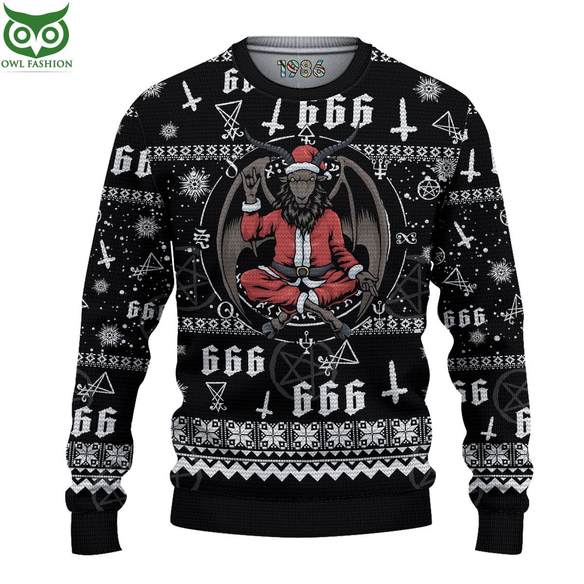 Satan Santa Christmas Ugly Sweater Jumpers - Adult & Kids T-Shirts, Sweatshirts & Hoodies apparel design preview 1