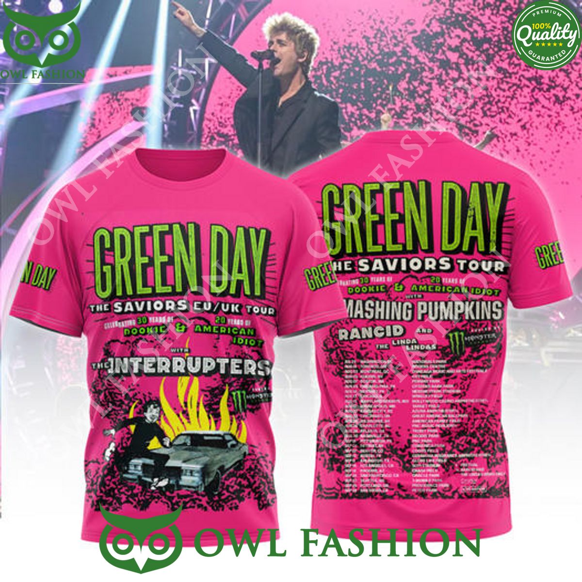Saviors Studio album by Green Day Interrupters pink - Adult & Kids T-Shirts, Sweatshirts & Hoodies apparel design preview 1