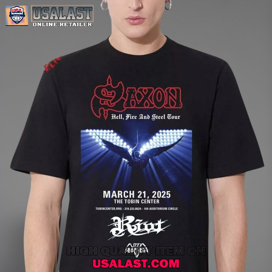 Saxon Band Event Hell Fire And Steel Tour 2025 - Adult & Kids T-Shirts, Sweatshirts & Hoodies apparel design preview 1