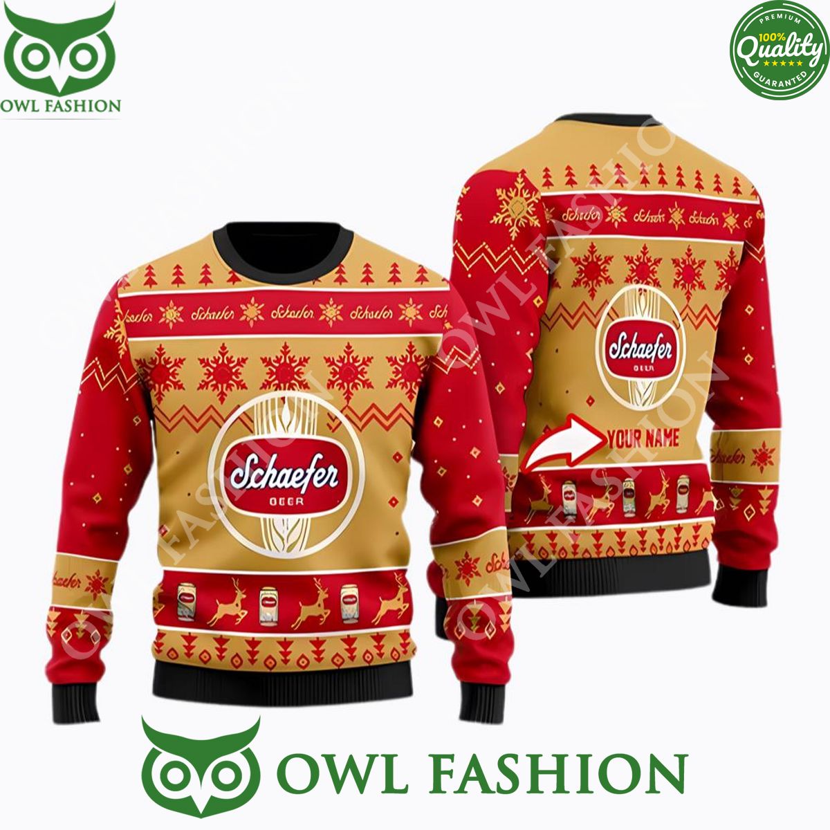 Schaefer Beer Personalized Christmas Sweater Jumpers - Adult & Kids T-Shirts, Sweatshirts & Hoodies apparel design preview 1