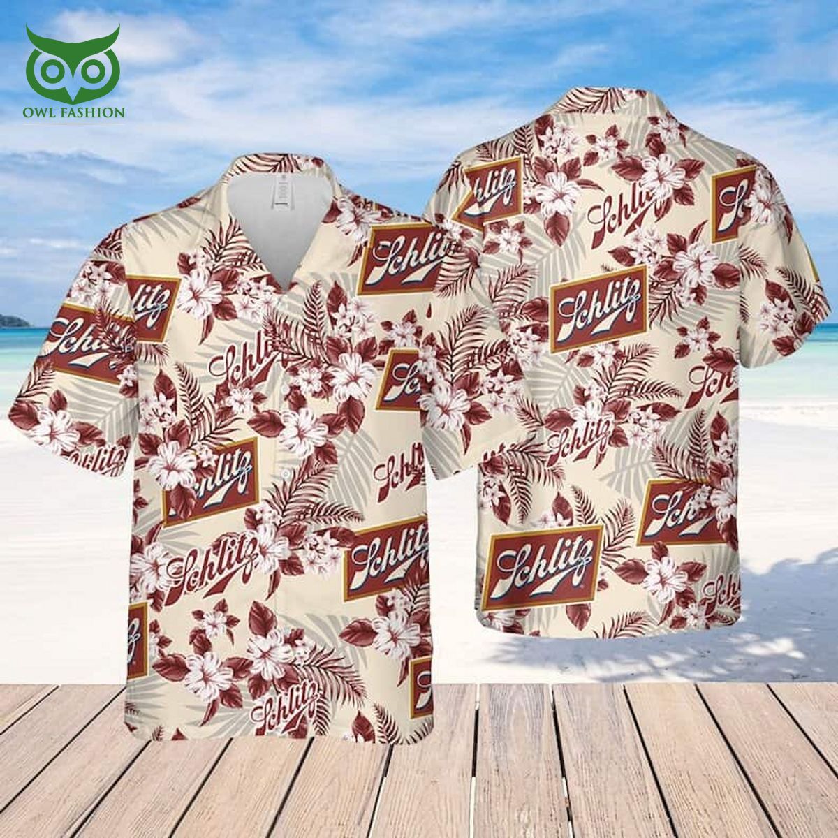 Schlitz Beer Flower Pattern Hawaiian - Adult & Kids T-Shirts, Sweatshirts & Hoodies apparel design preview 1