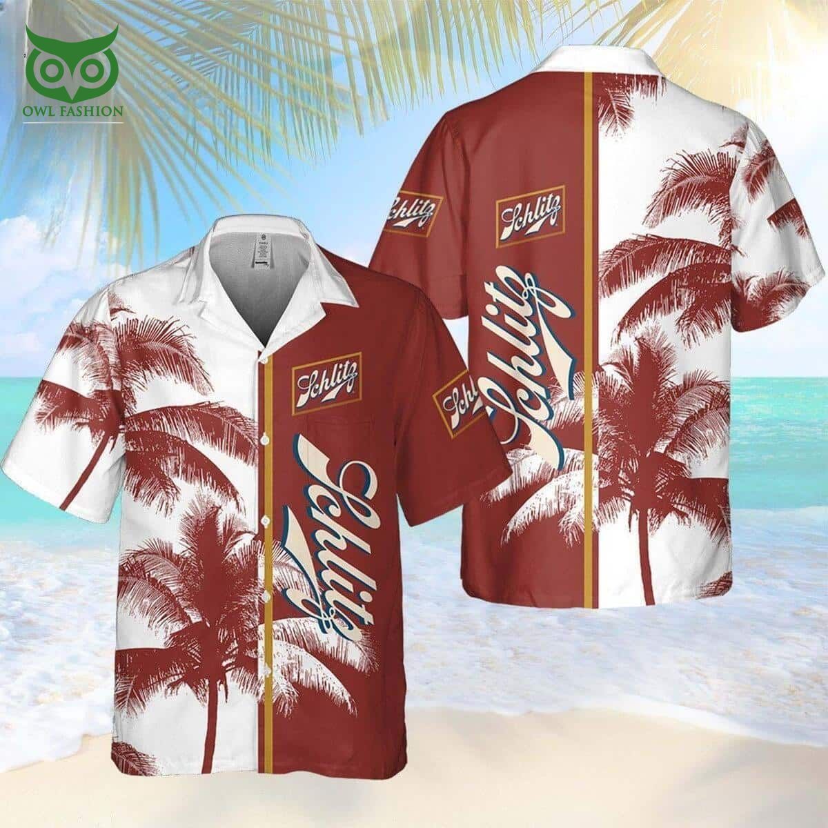 Schlitz Beer Palm Tree All Over Print Hawaiian - Adult & Kids T-Shirts, Sweatshirts & Hoodies apparel design preview 1