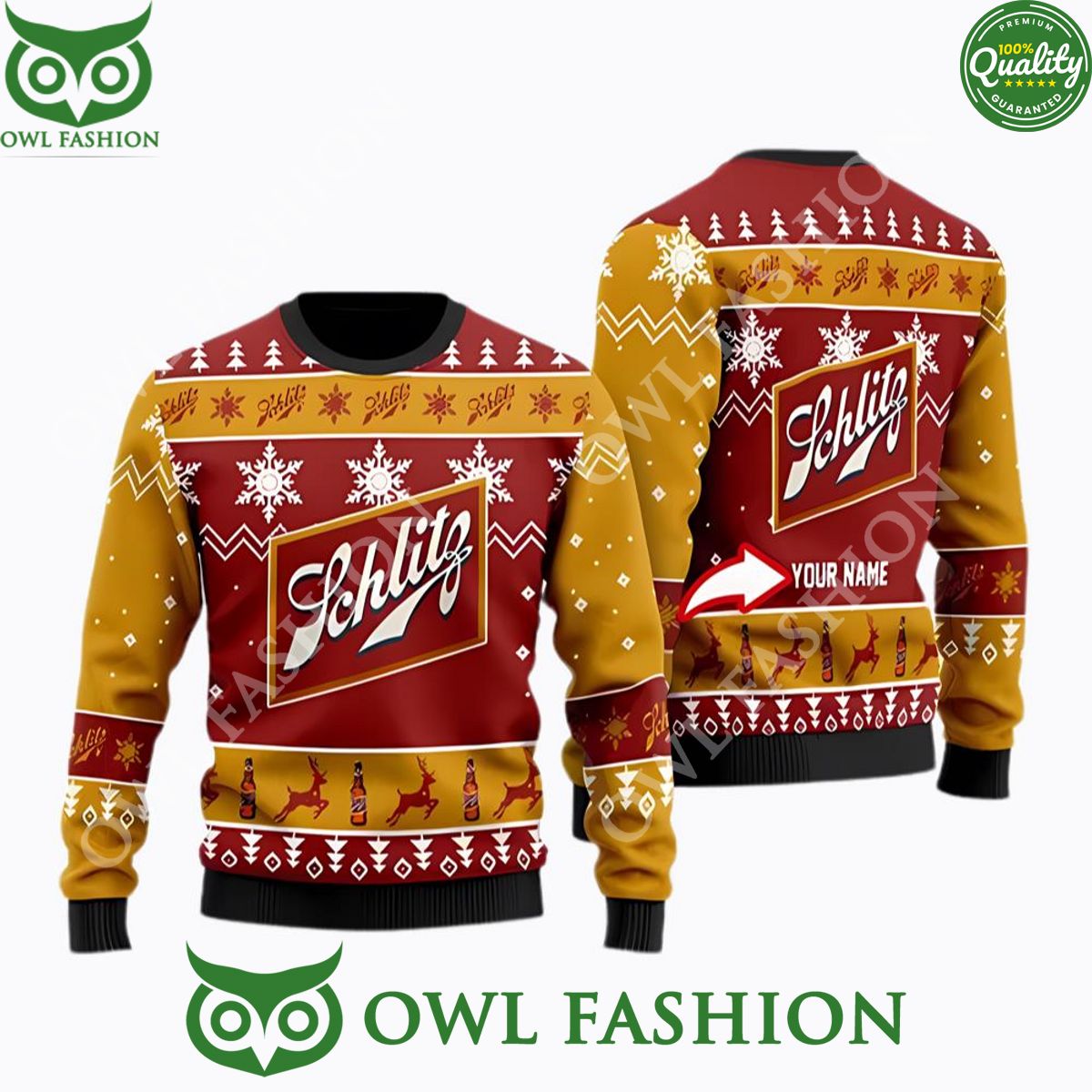 Schlitz Beer Personalized Christmas Sweater Jumpers - Adult & Kids T-Shirts, Sweatshirts & Hoodies apparel design preview 1