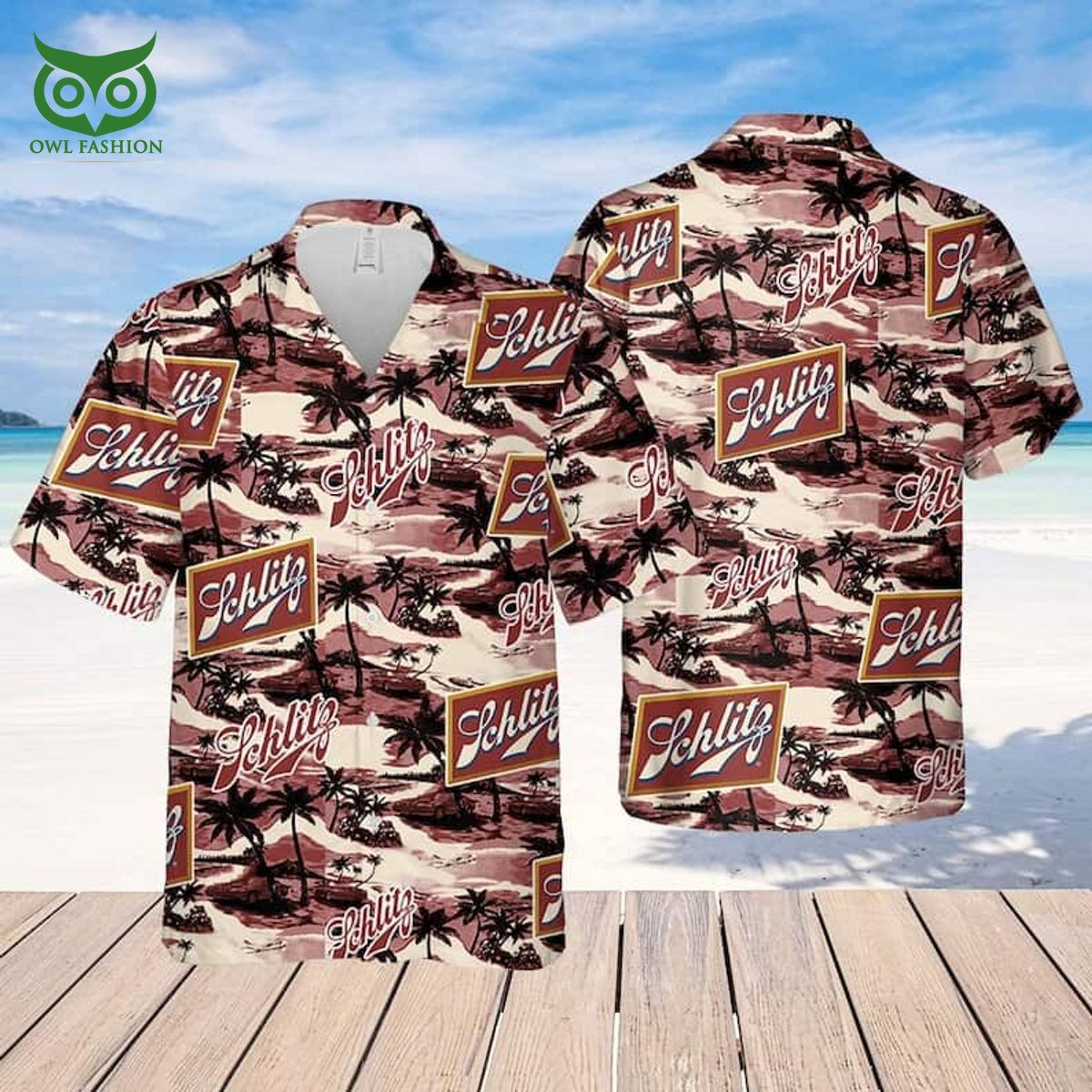 Schlitz Beer Sea Island Pattern Hawaiian - Adult & Kids T-Shirts, Sweatshirts & Hoodies apparel design preview 1