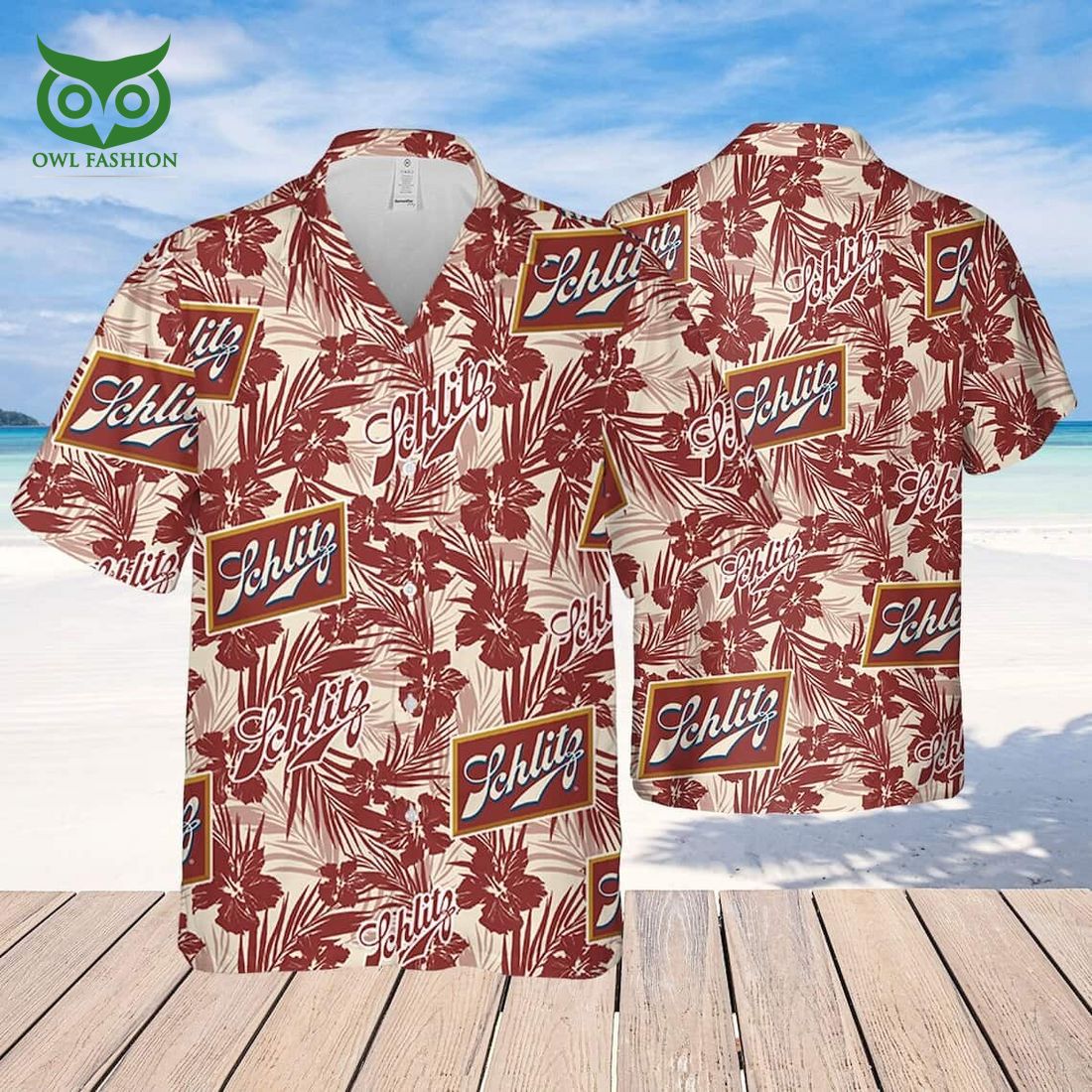 Schlitz Beer Tropical Flower Pattern Beach Lovers - Adult & Kids T-Shirts, Sweatshirts & Hoodies apparel design preview 1