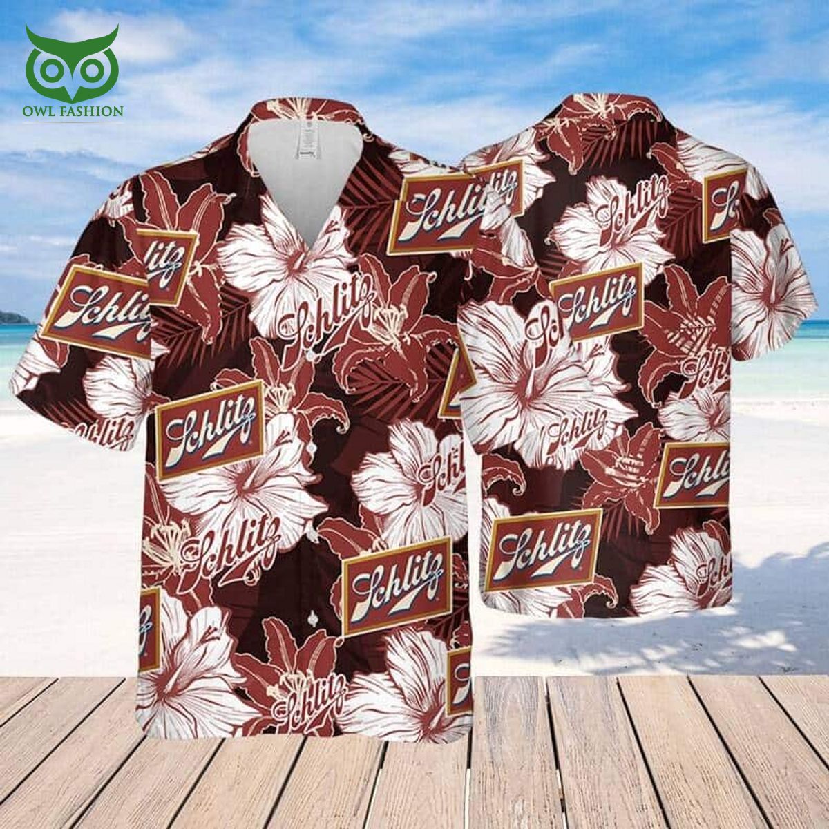 Schlitz Beer Tropical Flower Pattern Hawaiian - Adult & Kids T-Shirts, Sweatshirts & Hoodies apparel design preview 1