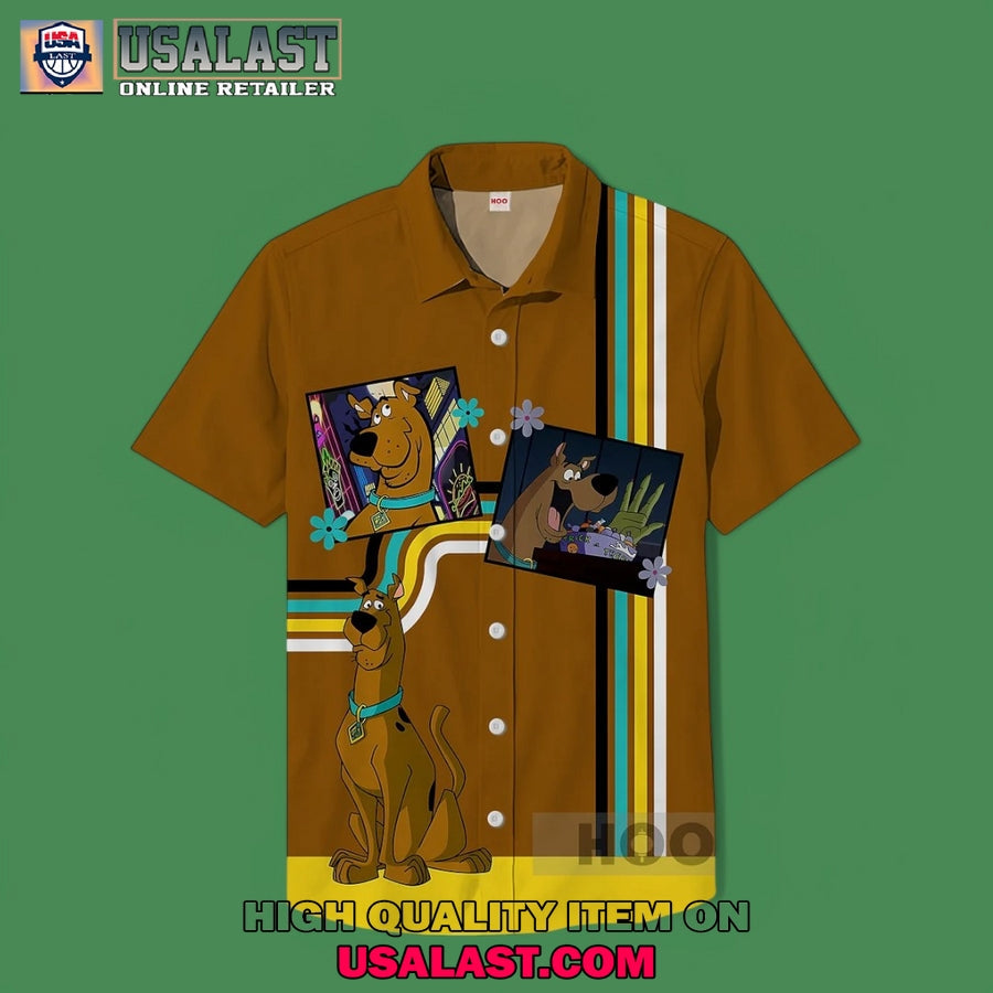 Scooby Doo Camping Brown Striped Hawaiian - Adult & Kids T-Shirts, Sweatshirts & Hoodies apparel design preview 1