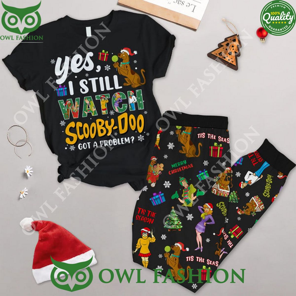 Scooby doo Christmas Pajamas Set I still watch - Adult & Kids T-Shirts, Sweatshirts & Hoodies apparel design preview 1