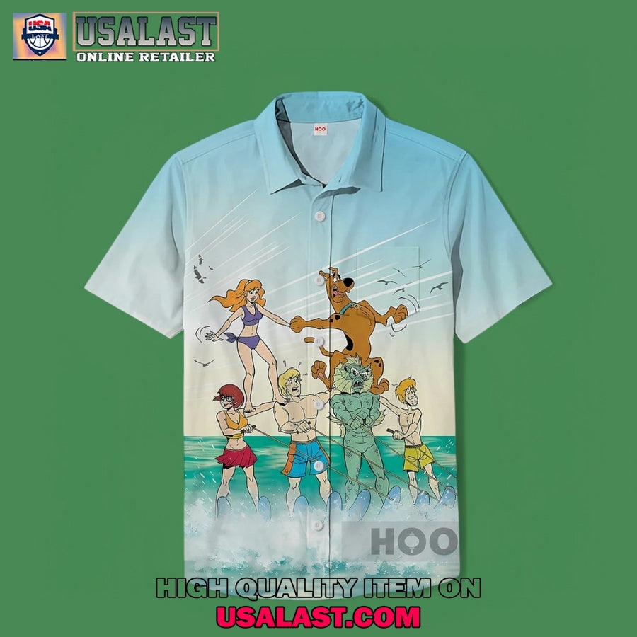 Scooby Doo Surfing Button Hawaiian - Adult & Kids T-Shirts, Sweatshirts & Hoodies apparel design preview 1