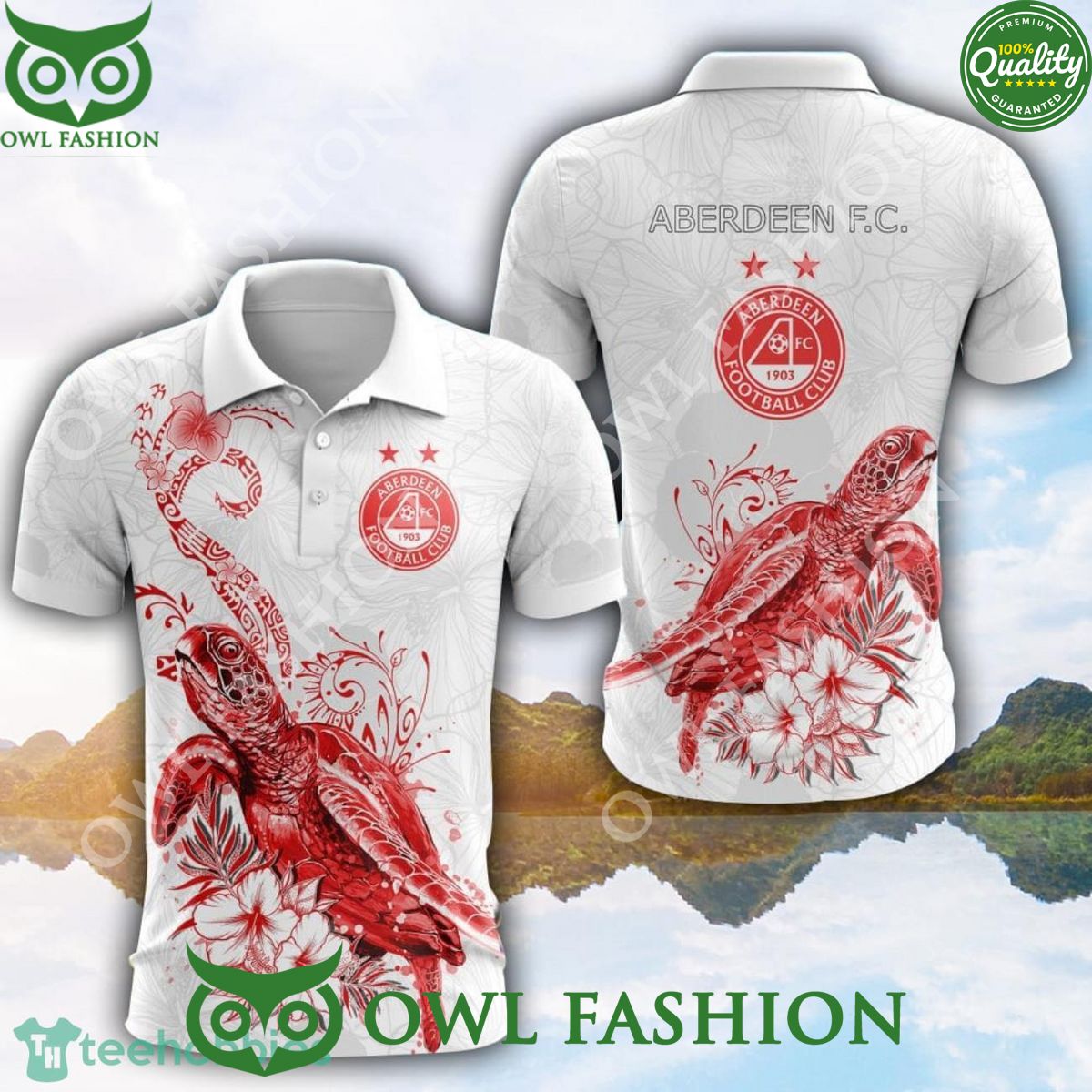 Scottish Premiership Aberdeen FC Turtle White Golf - Adult & Kids T-Shirts, Sweatshirts & Hoodies apparel design preview 1