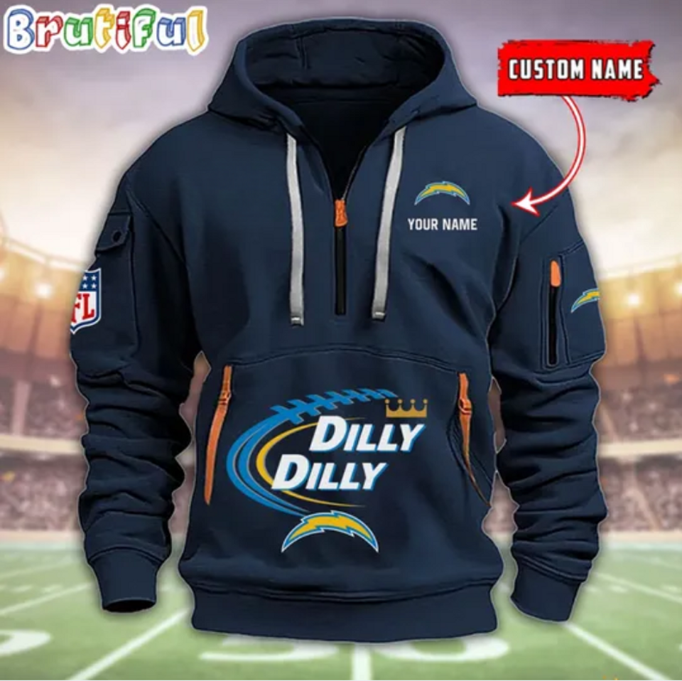 Personalize LA Chargers Football Dilly Quarter Zip - Adult & Kids T-Shirts, Sweatshirts & Hoodies apparel design preview 1