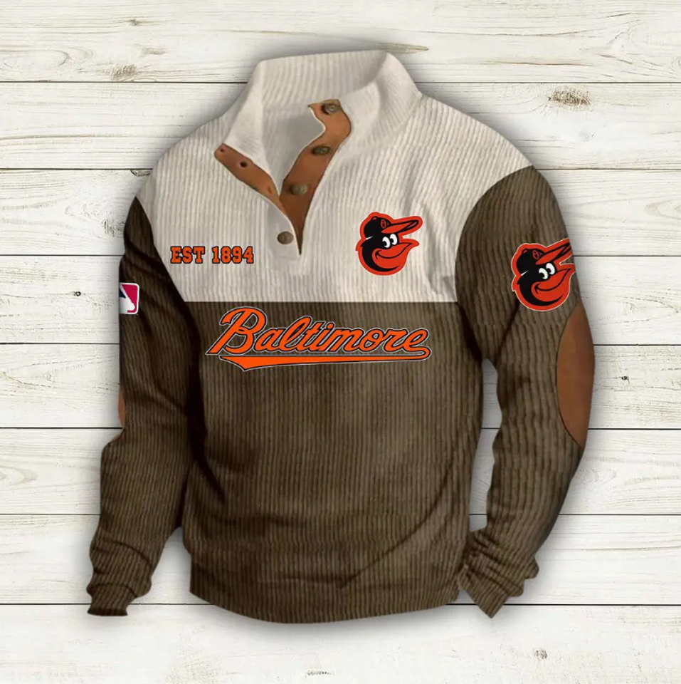Baltimore Orioles Baseball Corduroy Stand Collar - Adult & Kids T-Shirts, Sweatshirts & Hoodies apparel design preview 1