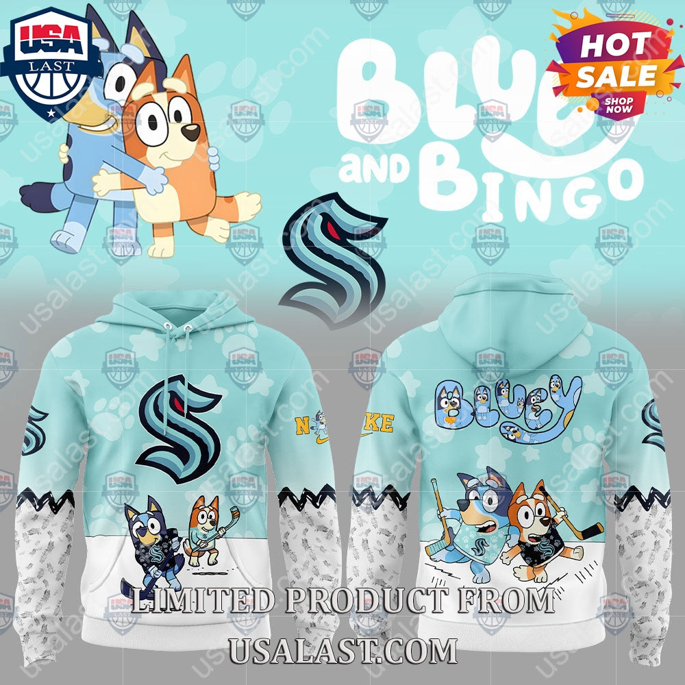 Seattle Kraken NHL Bluey and Bingo - Adult & Kids T-Shirts, Sweatshirts & Hoodies apparel design preview 1