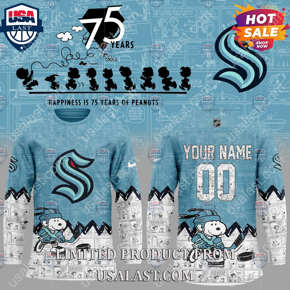 Seattle Kraken NHL Happiness Is 75th Anniversary of - Adult & Kids T-Shirts, Sweatshirts & Hoodies apparel design preview 1