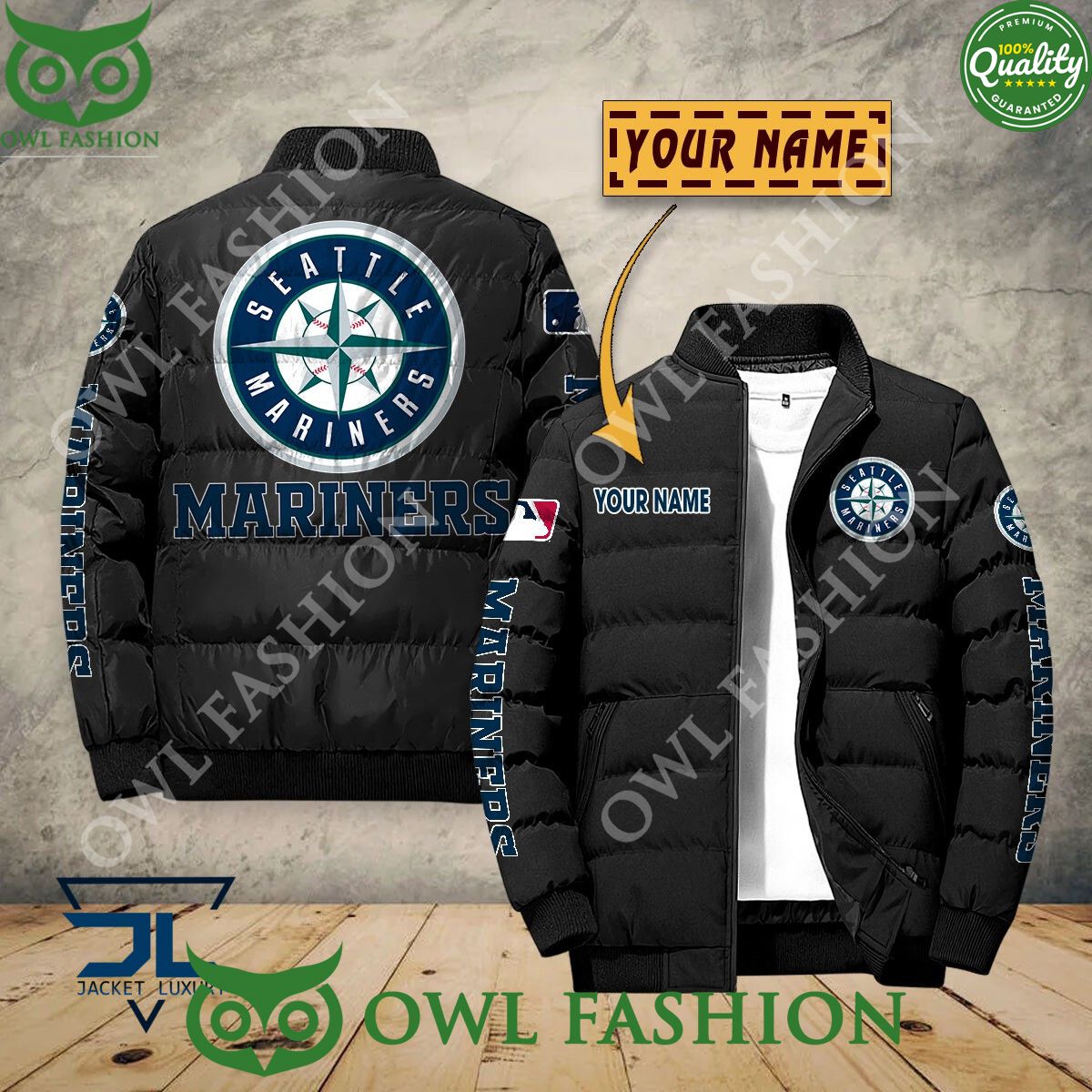 Seattle Mariners Custom Name MLB Baseball Jacket - Adult & Kids T-Shirts, Sweatshirts & Hoodies apparel design preview 1