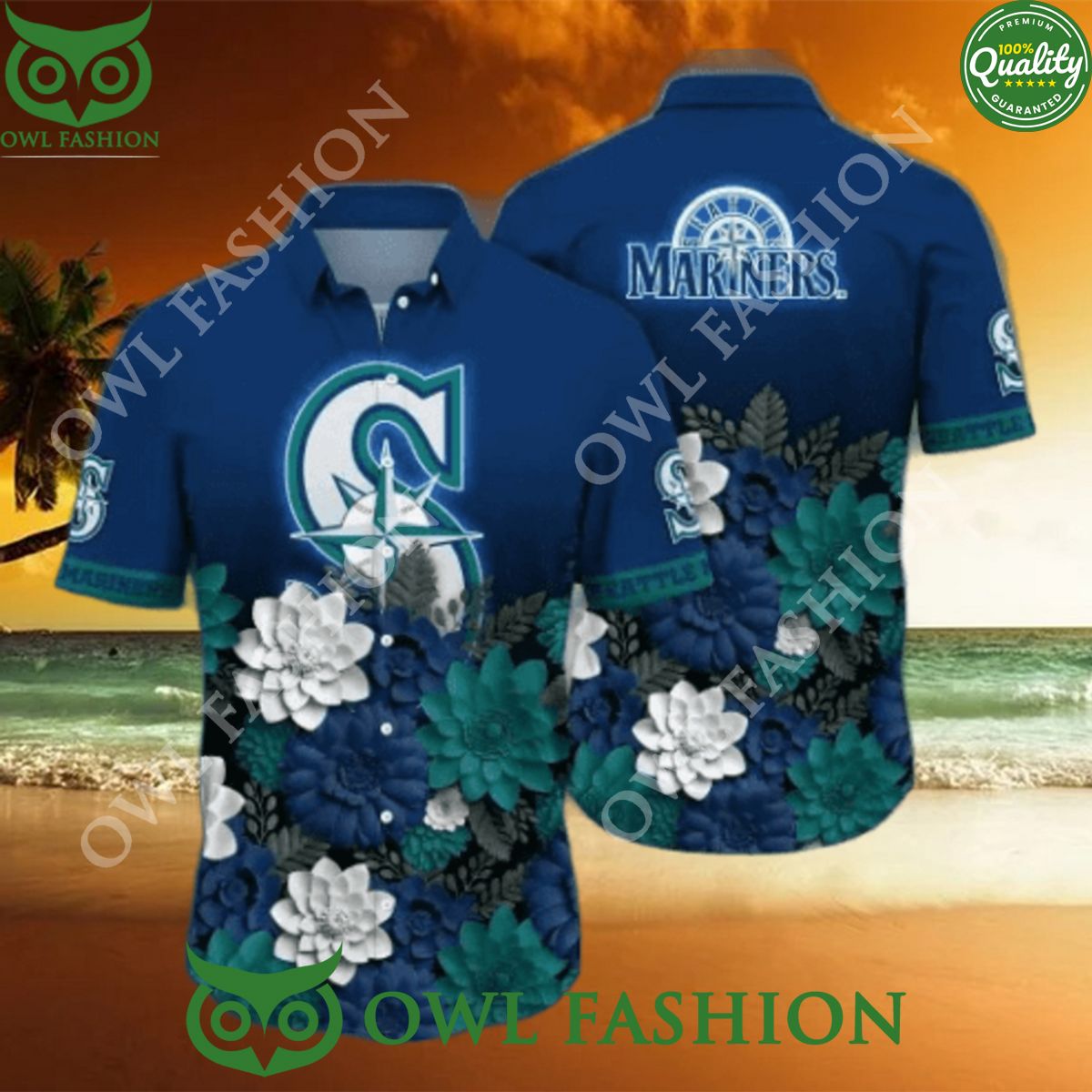 Seattle Mariners MLB Summer Flower Fashion Hawaiian - Adult & Kids T-Shirts, Sweatshirts & Hoodies apparel design preview 1