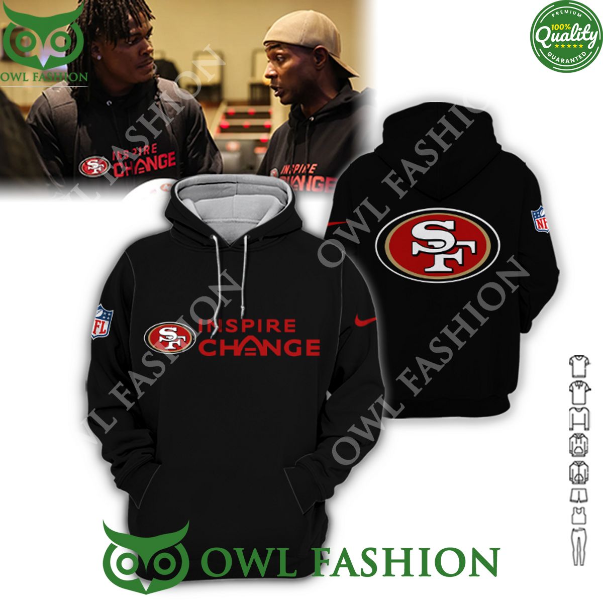 SF 49ers Inspire Change Black Printed - Adult & Kids T-Shirts, Sweatshirts & Hoodies apparel design preview 1