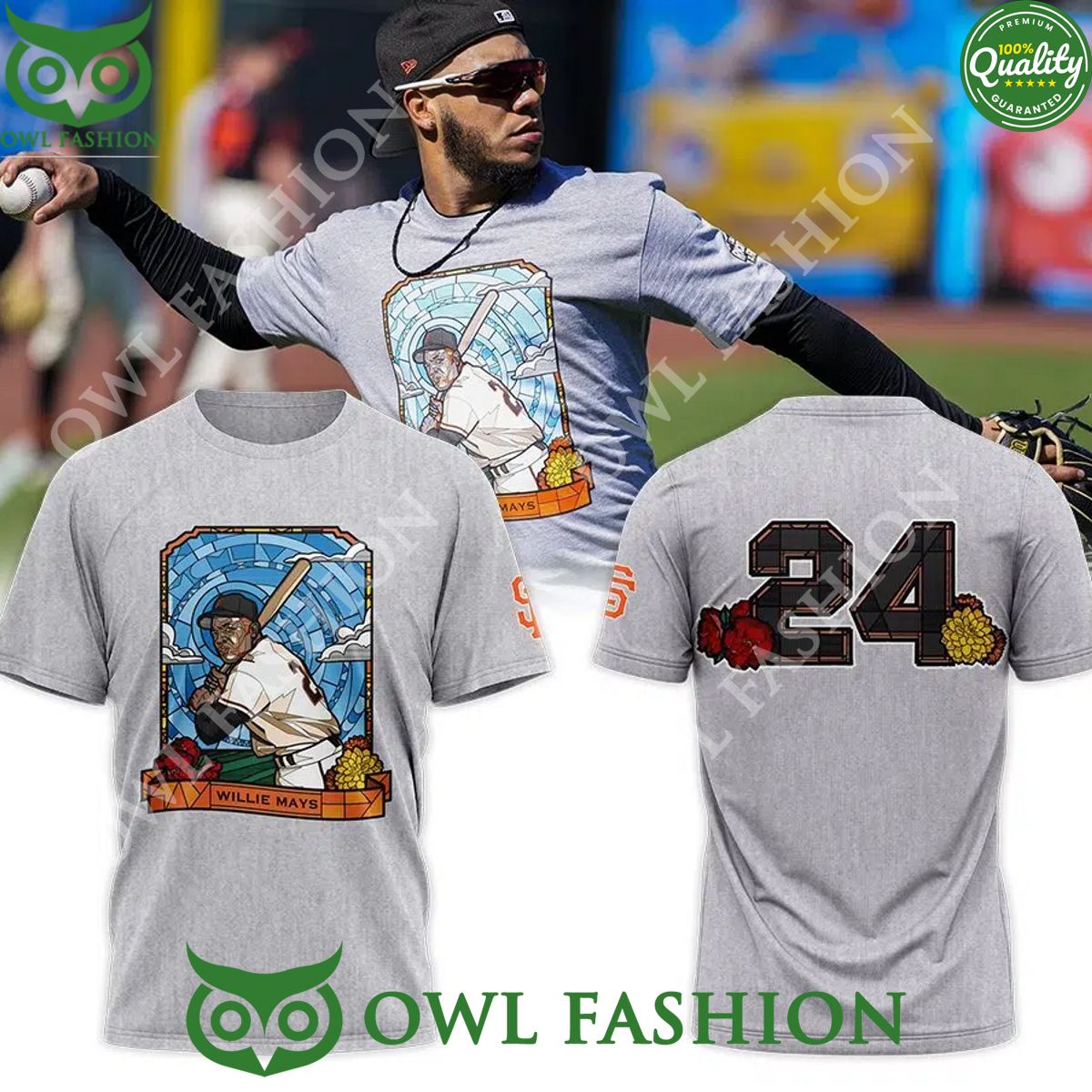 SF Willie Mays 24 Giants baseball legend - Adult & Kids T-Shirts, Sweatshirts & Hoodies apparel design preview 1