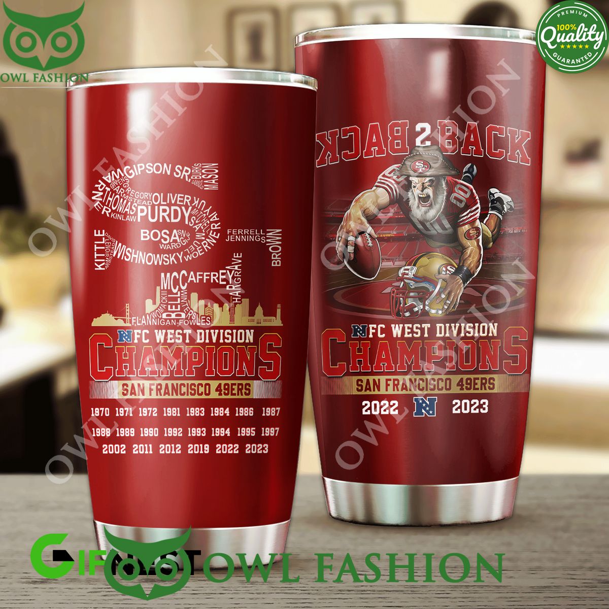 SF49 NFC West Champions Back 2 Red Tumbler Cup - Adult & Kids T-Shirts, Sweatshirts & Hoodies apparel design preview 1