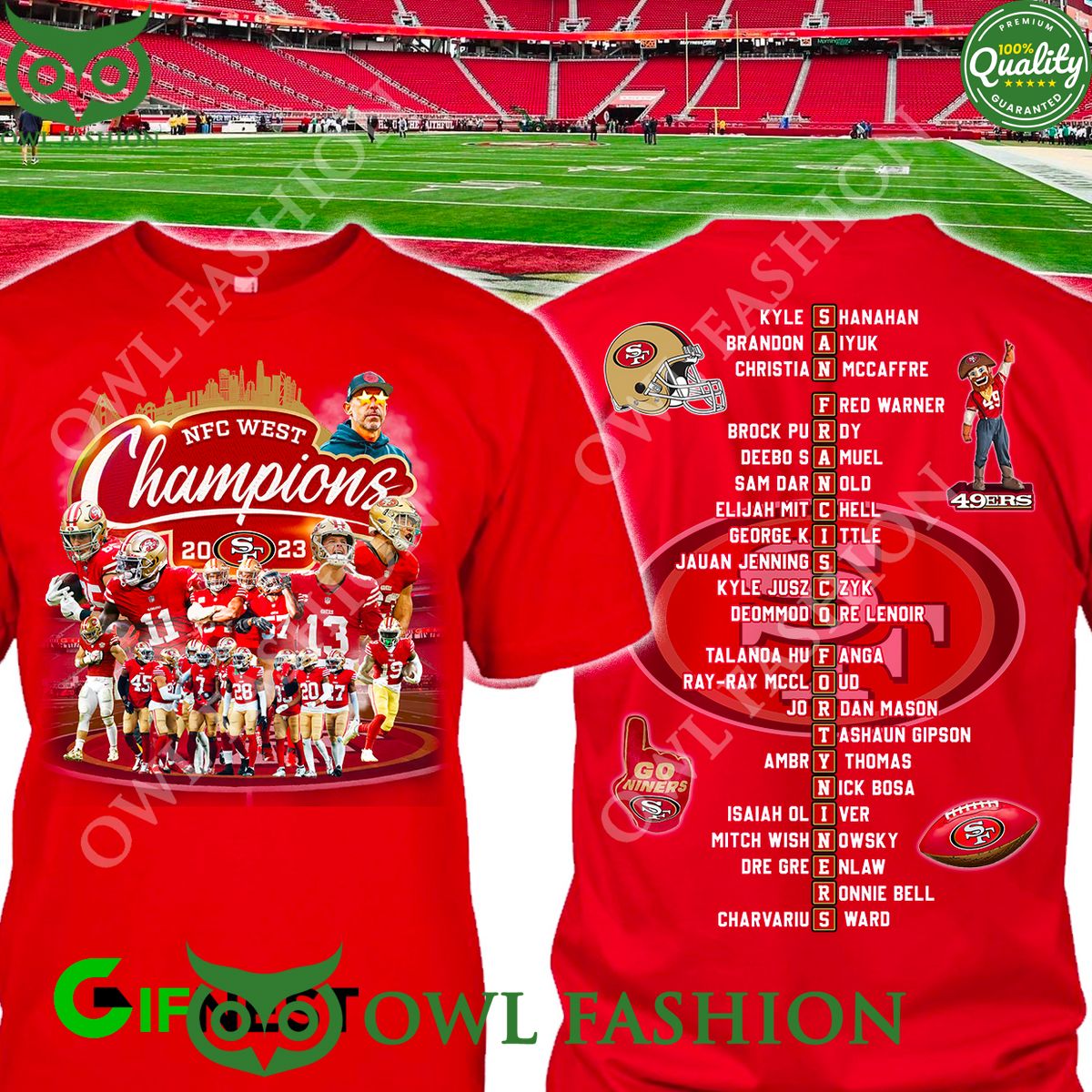 SF49 NFC West Champions Player Name 2D - Adult & Kids T-Shirts, Sweatshirts & Hoodies apparel design preview 1