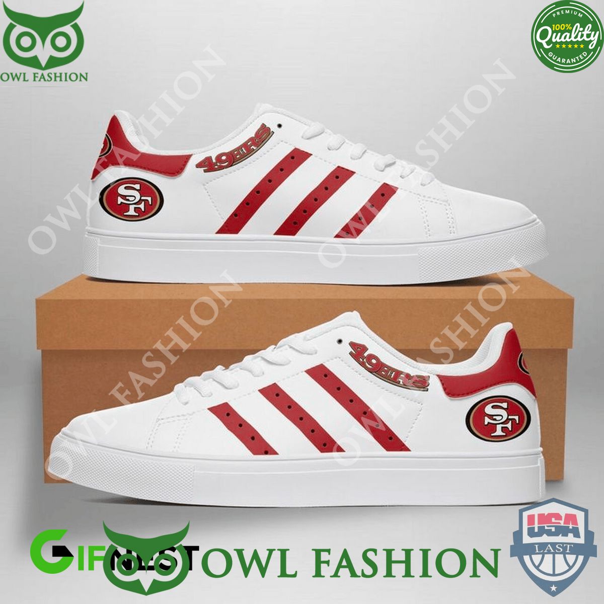 SF49 NFC West Red White Stan Smith Shoes - Adult & Kids T-Shirts, Sweatshirts & Hoodies apparel design preview 1