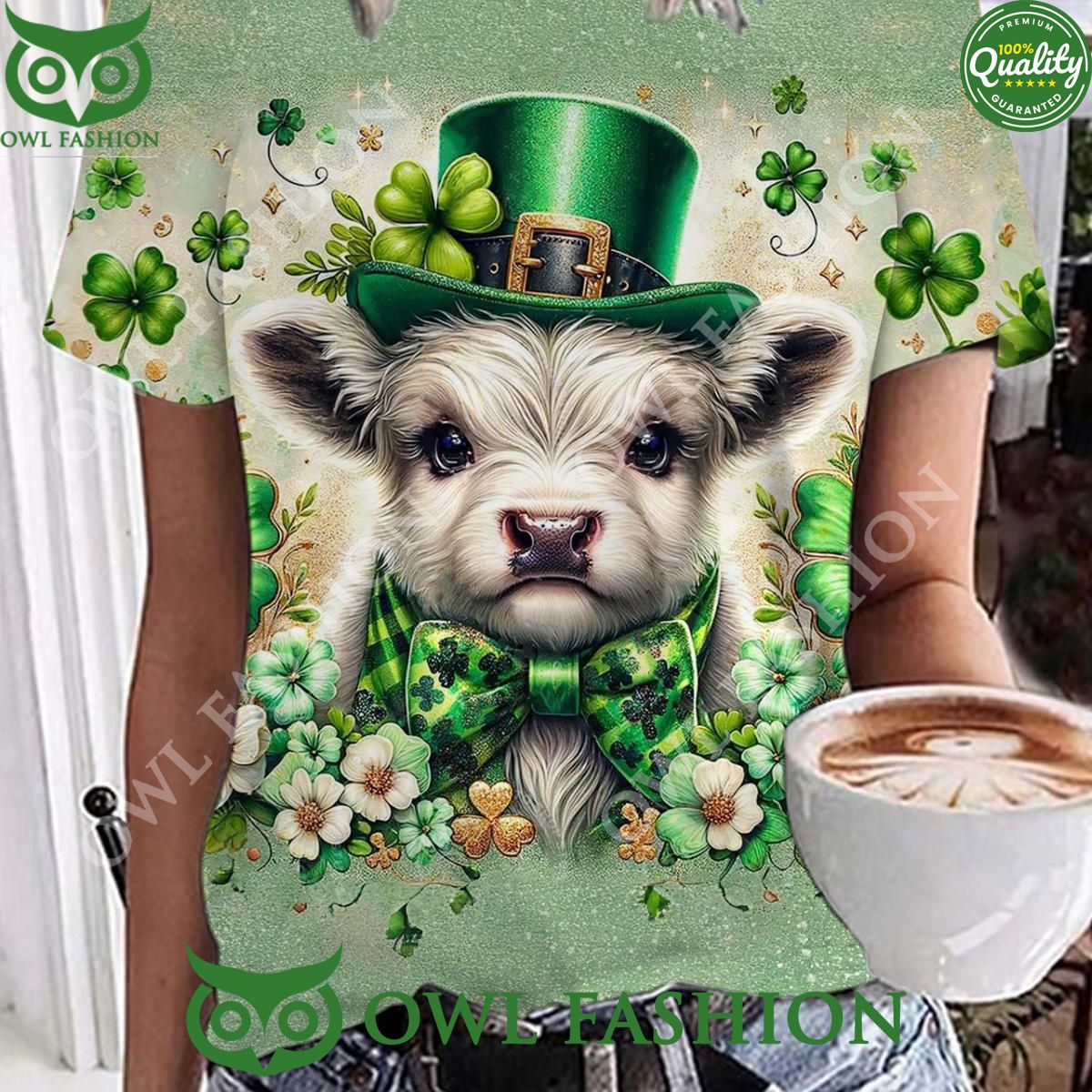 Shamrock Top Hat Highland Cow St Patricks - Adult & Kids T-Shirts, Sweatshirts & Hoodies apparel design preview 1