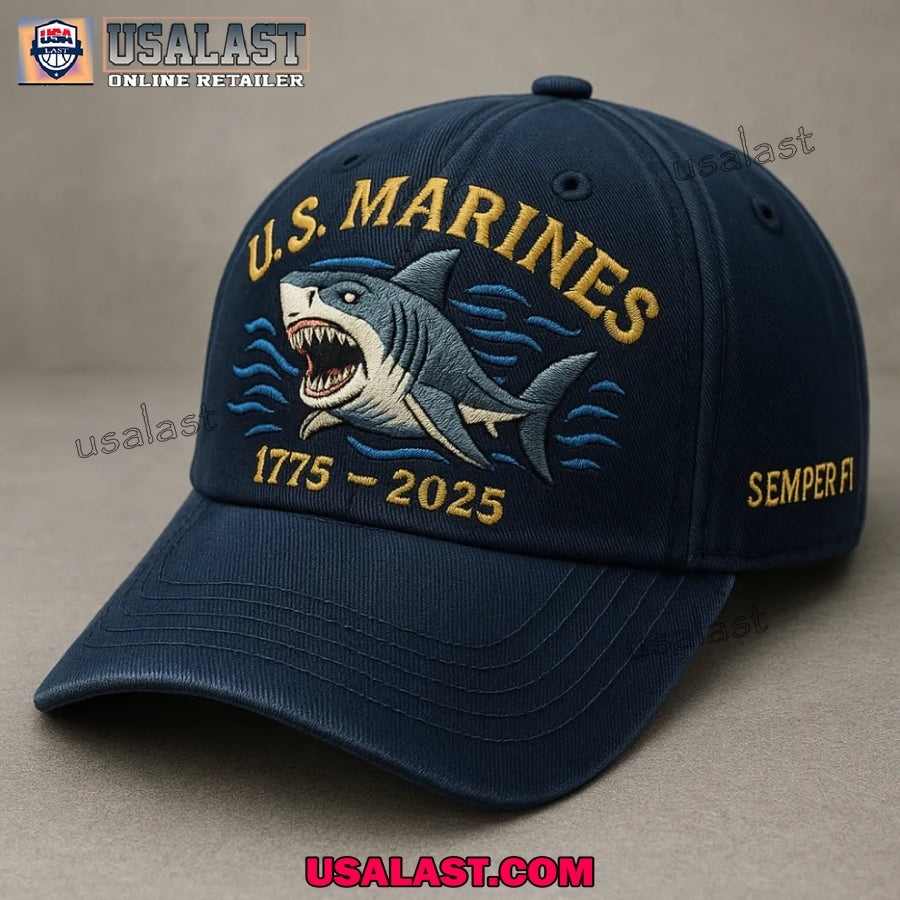 Shark Deep Sea U.S Marines Retro Washed Cap - Adult & Kids T-Shirts, Sweatshirts & Hoodies apparel design preview 1