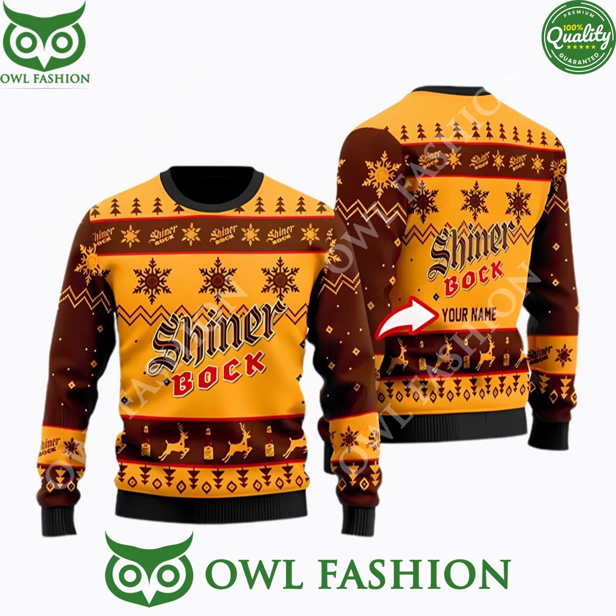 Shiner Bock Beer Personalized Christmas Sweater - Adult & Kids T-Shirts, Sweatshirts & Hoodies apparel design preview 1