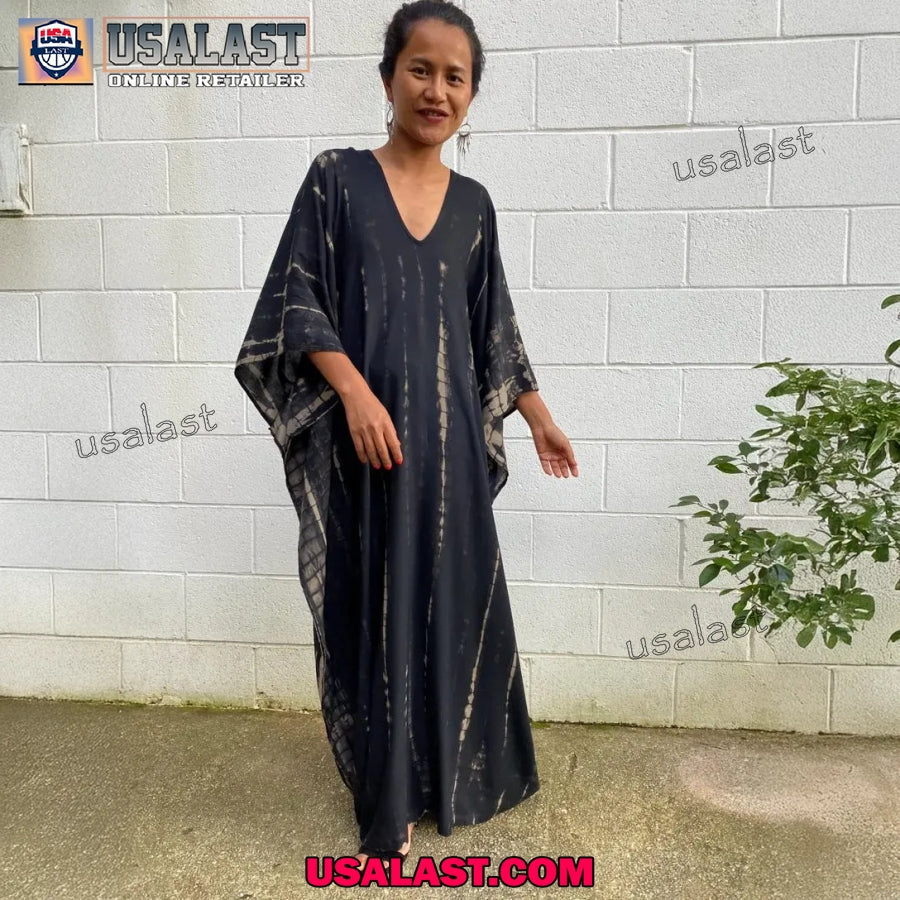 Silky Black Tie Dye Caftan Dress, Beach Wear, African - Adult & Kids T-Shirts, Sweatshirts & Hoodies apparel design preview 1