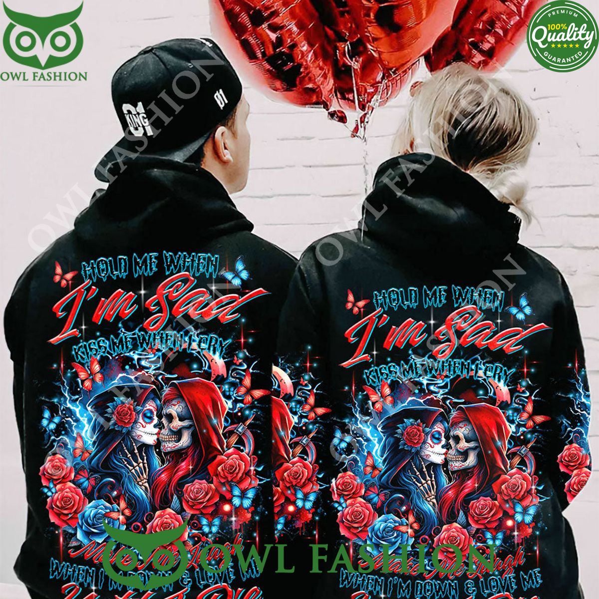 Skull Couple Holde Me I Am Sad Love Until Die Aop - Adult & Kids T-Shirts, Sweatshirts & Hoodies apparel design preview 1