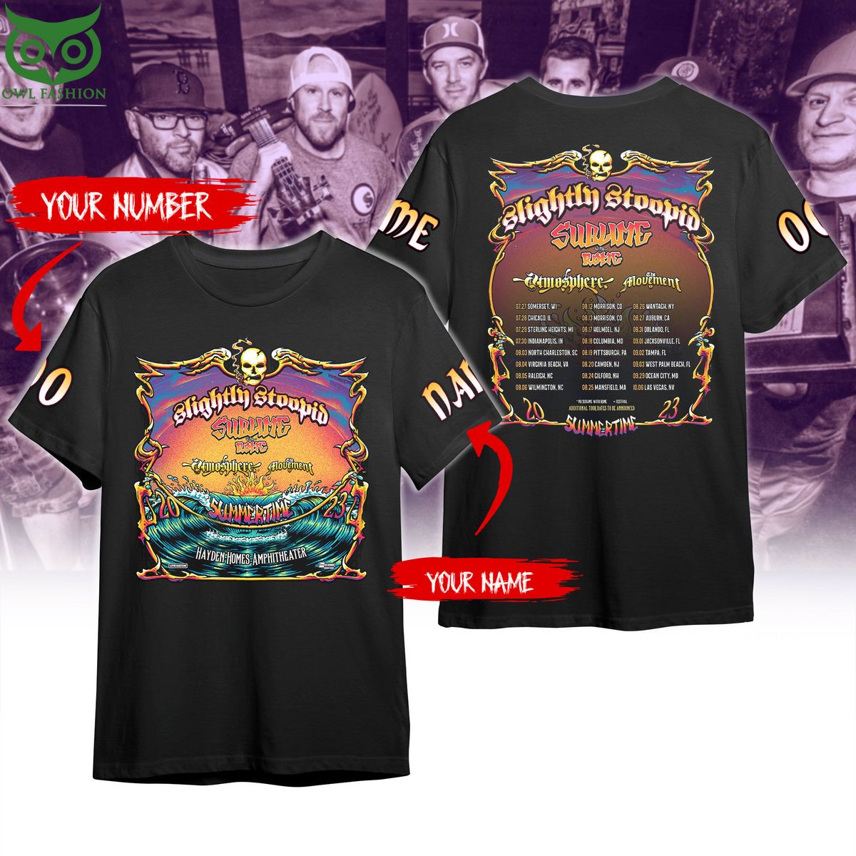 Slightly Stoopid Band Summer Tour 3D - Adult & Kids T-Shirts, Sweatshirts & Hoodies apparel design preview 1