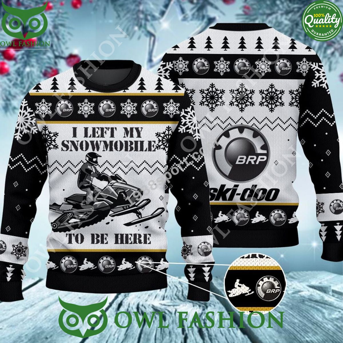 SLINGSHOT I left my snomobile BRP Ugly Sweater Jumper - Adult & Kids T-Shirts, Sweatshirts & Hoodies apparel design preview 1