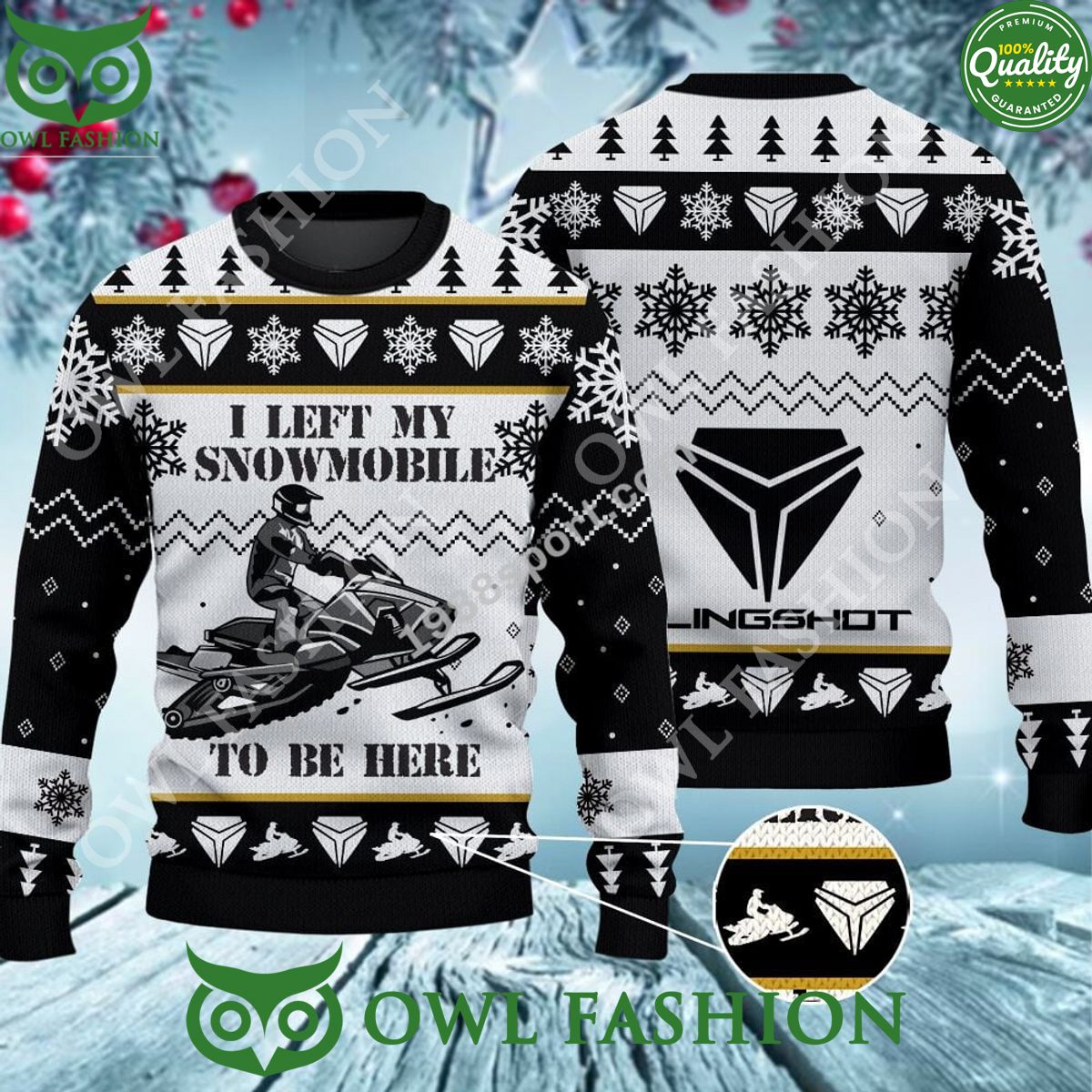 SLINGSHOT I left my snomobile ugly sweater jumper - Adult & Kids T-Shirts, Sweatshirts & Hoodies apparel design preview 1