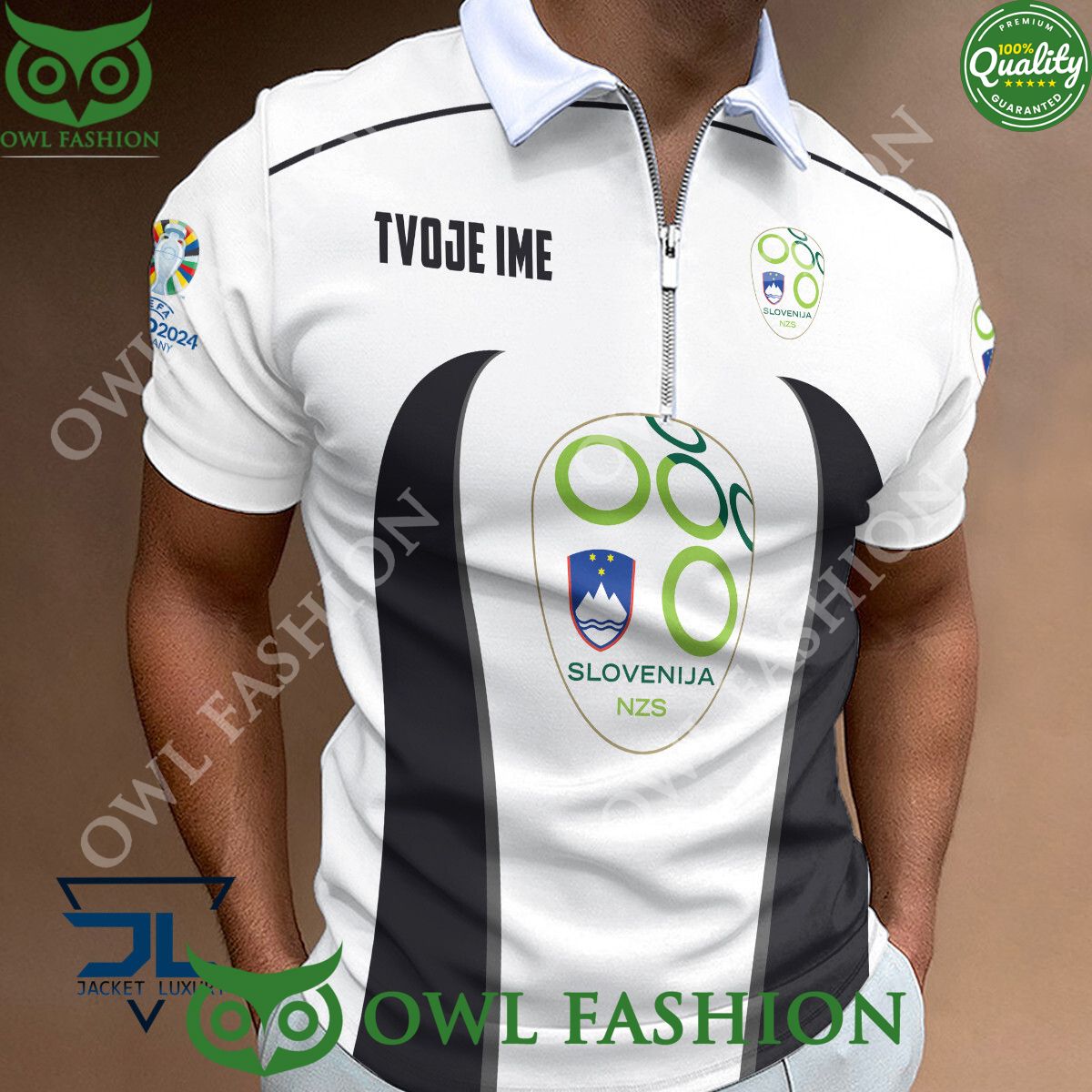 Slovenia Zipper Logo Football Team Euro 2024 Polo - Adult & Kids T-Shirts, Sweatshirts & Hoodies apparel design preview 1