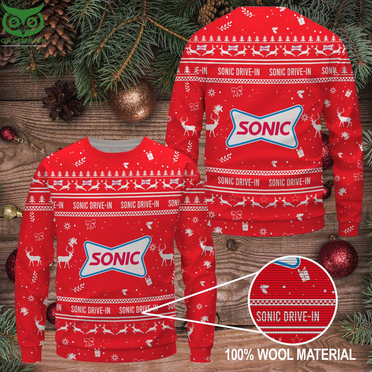 Sonic drive-in Premium Ugly Christmas Sweater - Adult & Kids T-Shirts, Sweatshirts & Hoodies apparel design preview 1