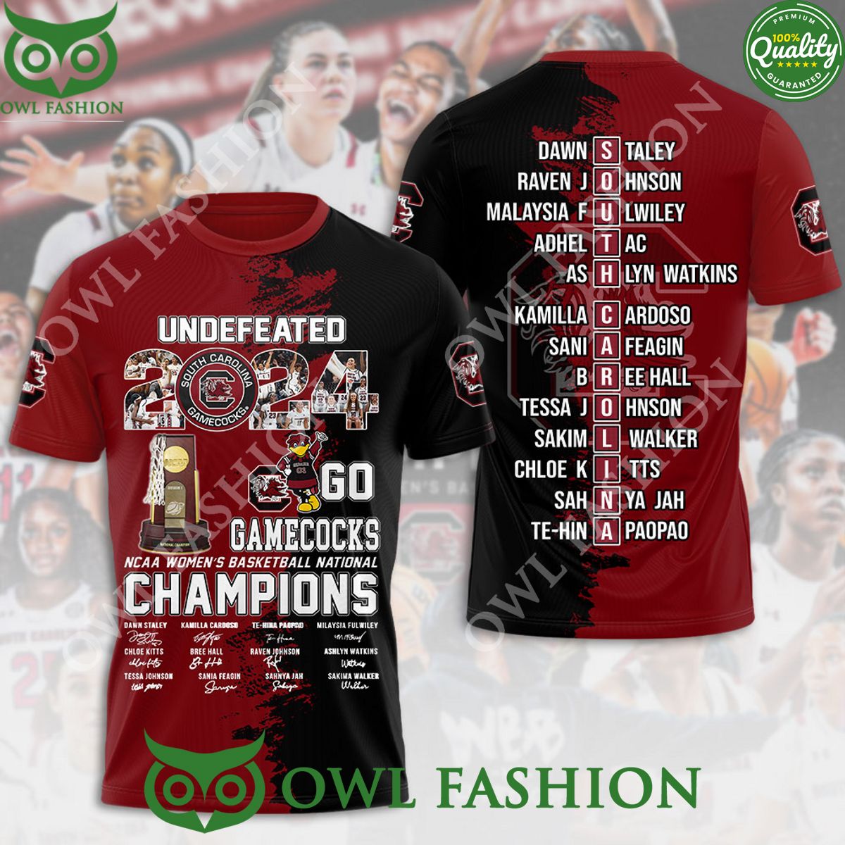 South Carolina Gamecocks NCAA Women Basketball - Adult & Kids T-Shirts, Sweatshirts & Hoodies apparel design preview 1