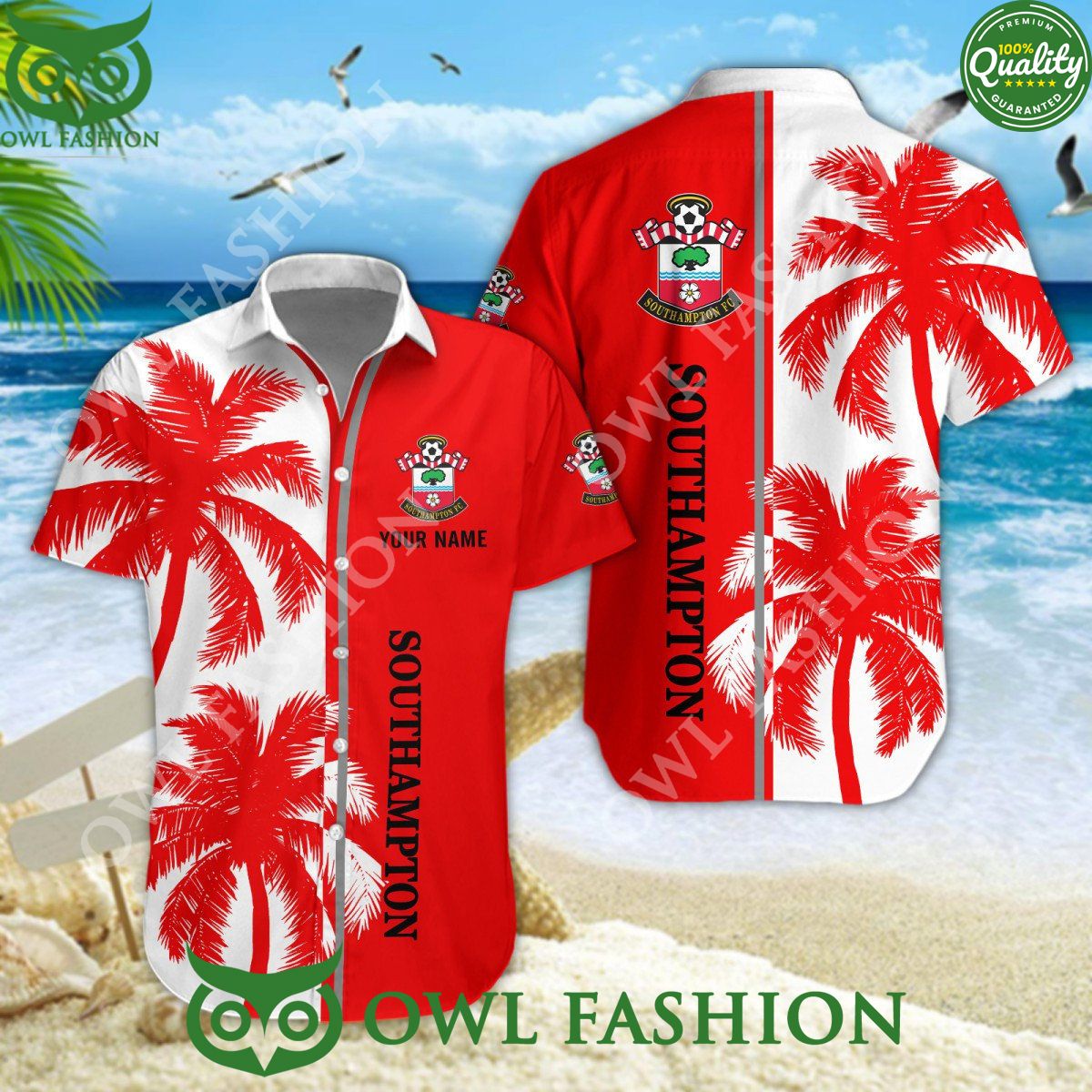Southampton FC Personalized Red ropical coconut tree - Adult & Kids T-Shirts, Sweatshirts & Hoodies apparel design preview 1