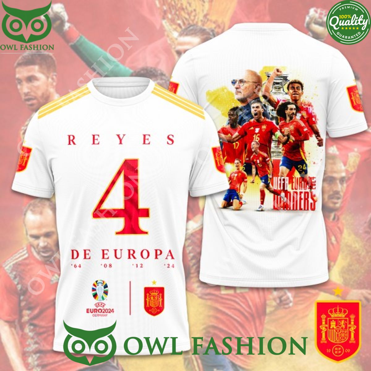 Spain National Football Team Reyes De Europa UEFA - Adult & Kids T-Shirts, Sweatshirts & Hoodies apparel design preview 1
