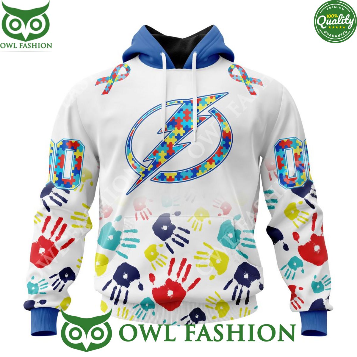 Special Autism Awareness NHL Tampa Bay Lightning Hand - Adult & Kids T-Shirts, Sweatshirts & Hoodies apparel design preview 1