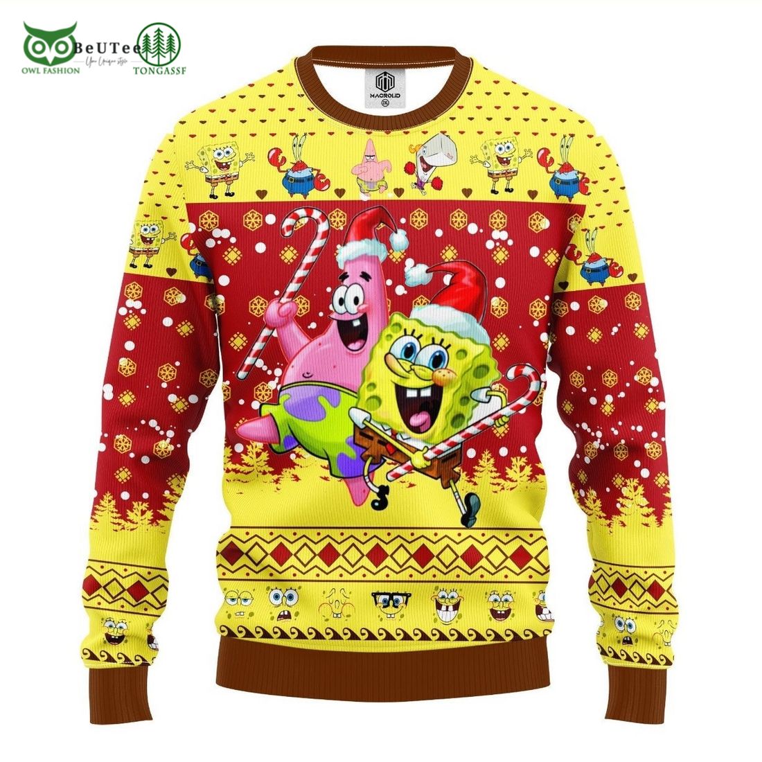 SpongeBobs SquarePant Ugly Christmas Sweater - Adult & Kids T-Shirts, Sweatshirts & Hoodies apparel design preview 1
